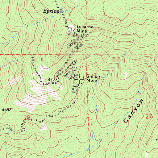 Topographic Map of Simon Mine, CA