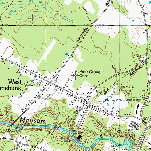 Topographic Map of Pine Grove Cemetery, ME
