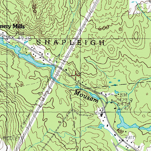 Topographic Map of Ricker Cemetery, ME