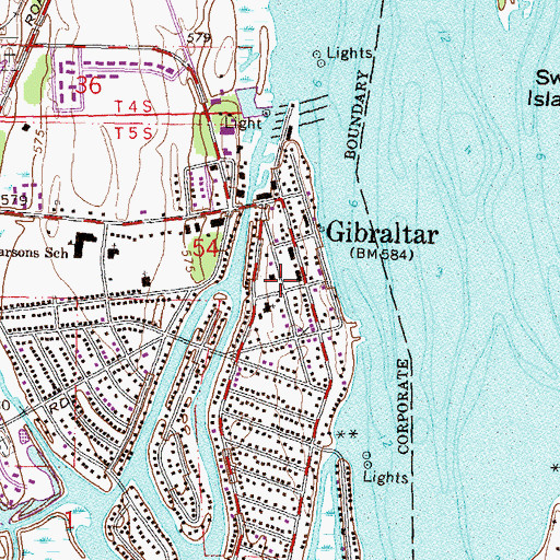 Topographic Map of Gibraltar Police Department, MI