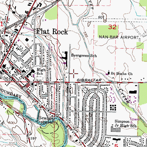 Topographic Map of Flat Rock Police Department, MI