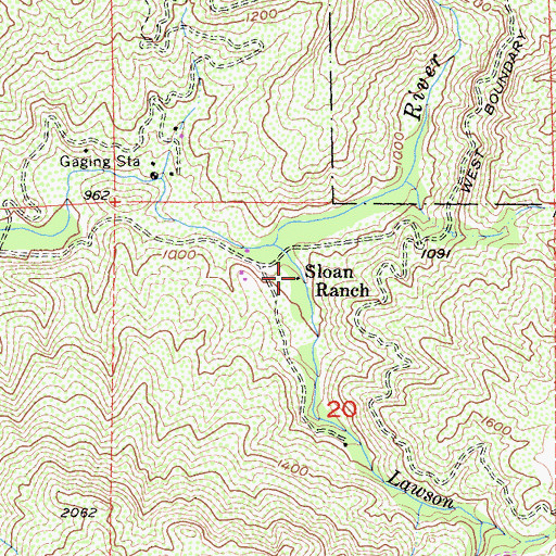 Topographic Map of Sloan Ranch, CA