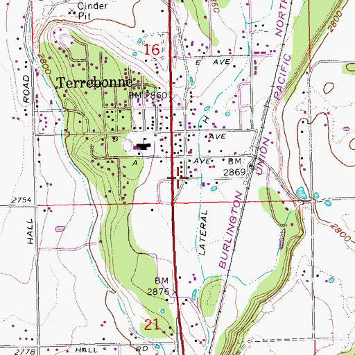 Topographic Map of Deschutes County Sheriff's Office Terrebonne Substation, OR