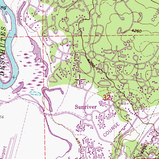 Topographic Map of Sunriver Police Department, OR