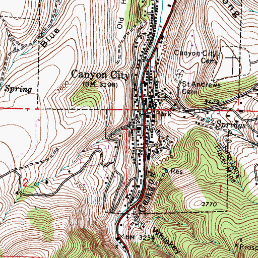 Topographic Map of Grant County Sheriff's Office, OR