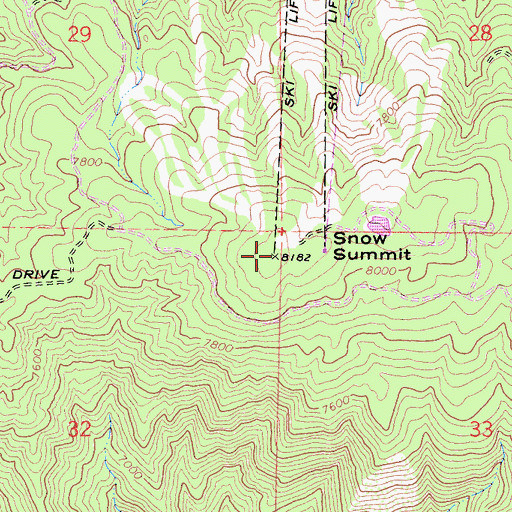 Topographic Map of Snow Summit, CA