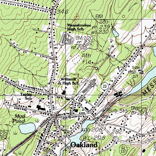 Topographic Map of Messalonskee Middle School, ME