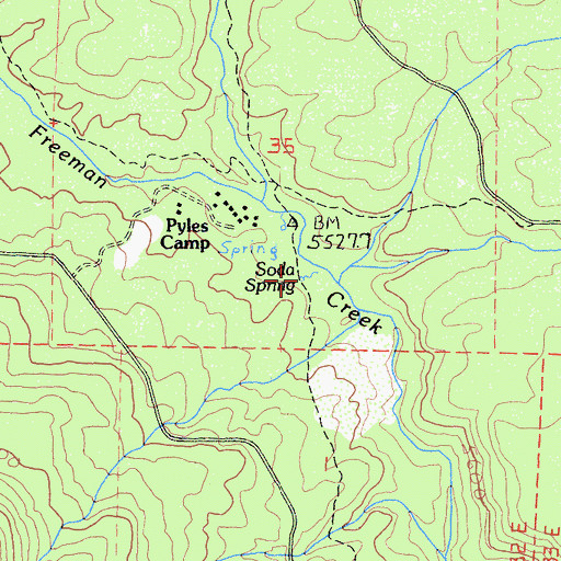 Topographic Map of Soda Spring, CA