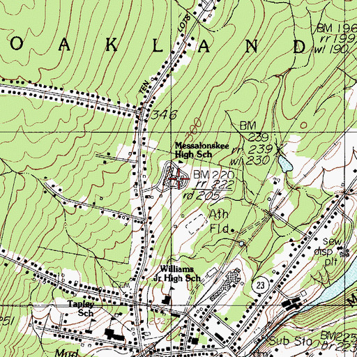 Topographic Map of Messalonskee High School, ME