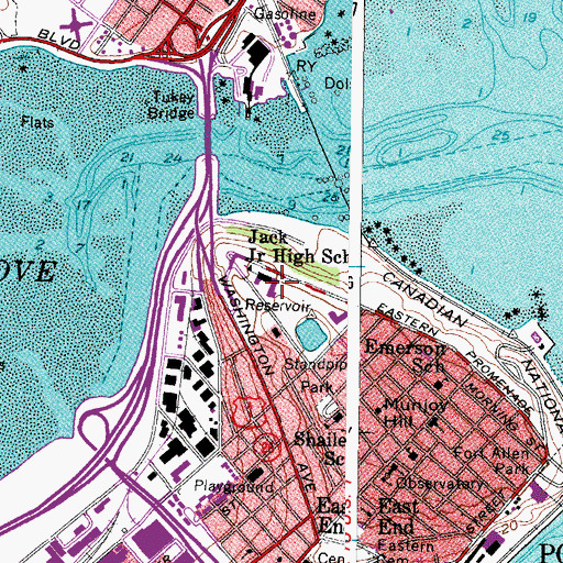 Topographic Map of East End Community School, ME