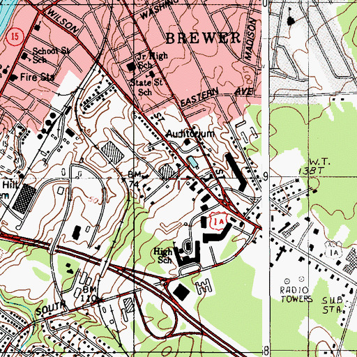 Topographic Map of Stillwater Academy, ME