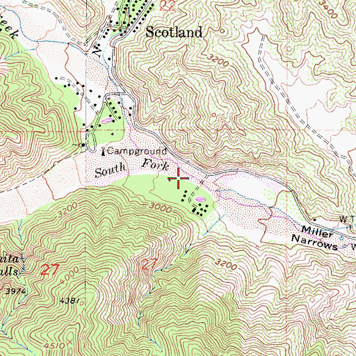 Topographic Map of South Fork Lytle Creek, CA