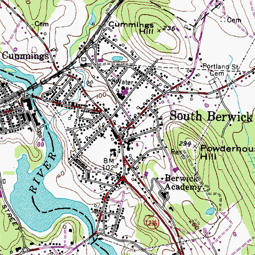 Topographic Map of South Berwick Public Library, ME
