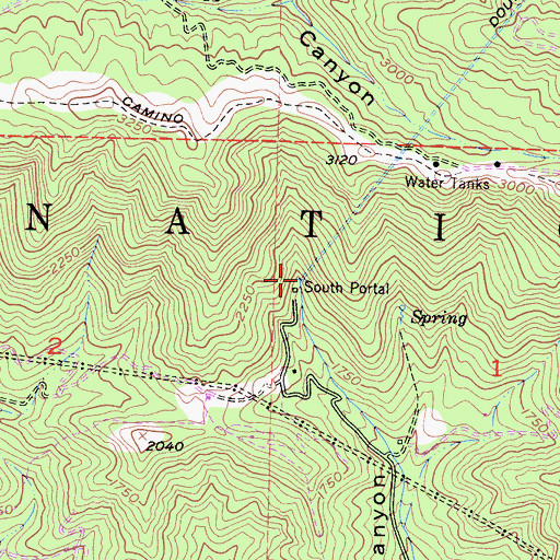 Topographic Map of South Portal, CA
