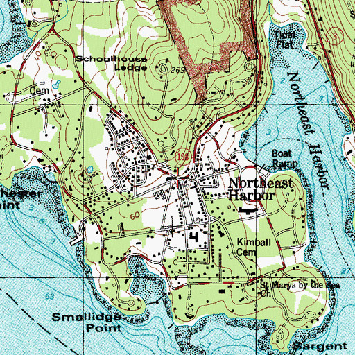 Topographic Map of Northeast Harbor Library, ME