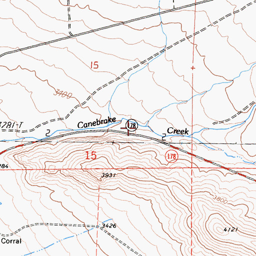 Topographic Map of Spanish Needle Creek, CA