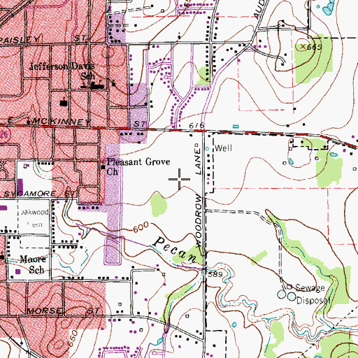 Topographic Map of Denton Law Enforcement Center, Denton County Jail, TX