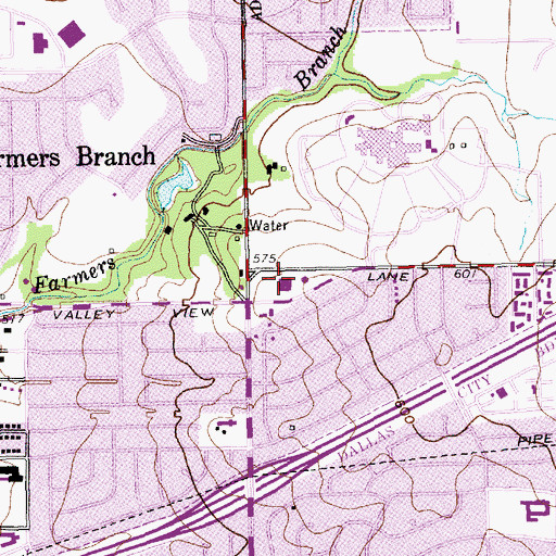 Topographic Map of Farmers Branch Police Department, TX
