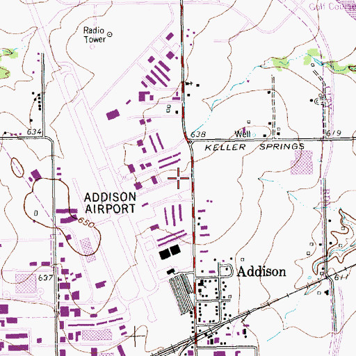 Topographic Map of Addison Police Department, TX