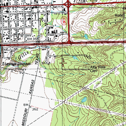 Topographic Map of Bastrop County Sheriff's Office, TX