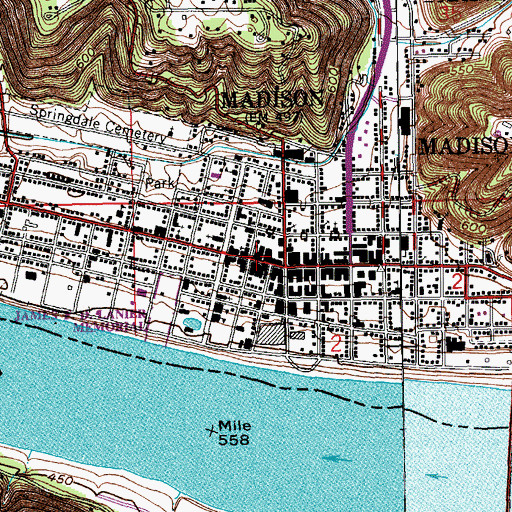 Topographic Map of Madison Theatre (historical), IN