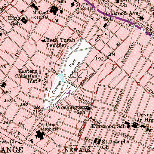 Topographic Map of Oakwood Towers, NJ
