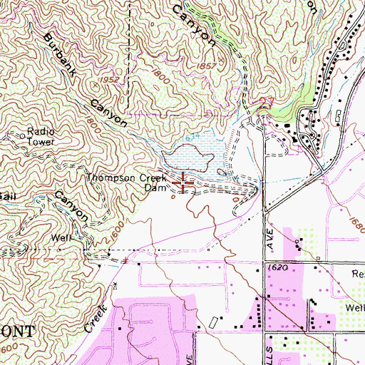Topographic Map of Thompson Creek Dam, CA