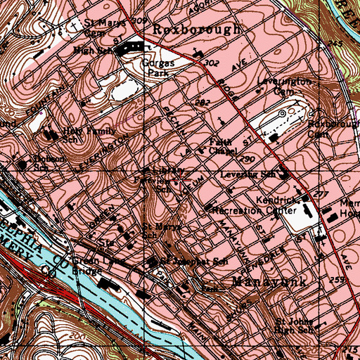 Topographic Map of Fairview Park, PA