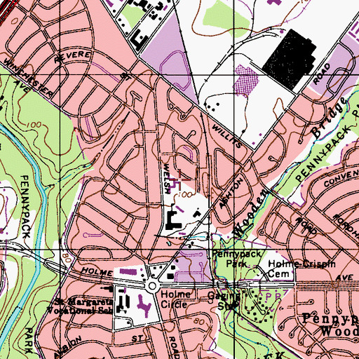 Topographic Map of Frank McArdle Recreation Center, PA