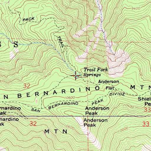 Topographic Map of Trail Fork Springs, CA