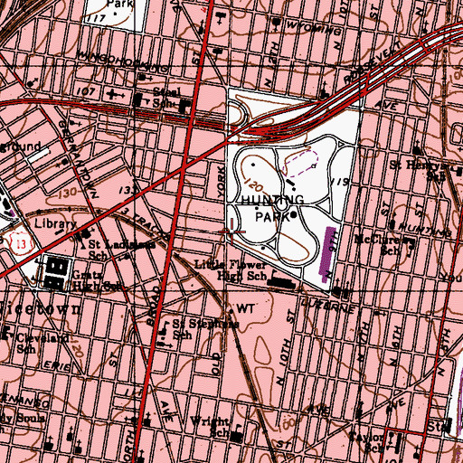 Topographic Map of Wingohocking Park, PA