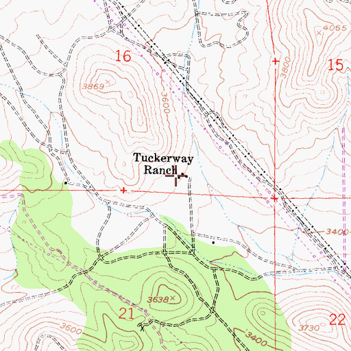 Topographic Map of Tuckerway Ranch, CA