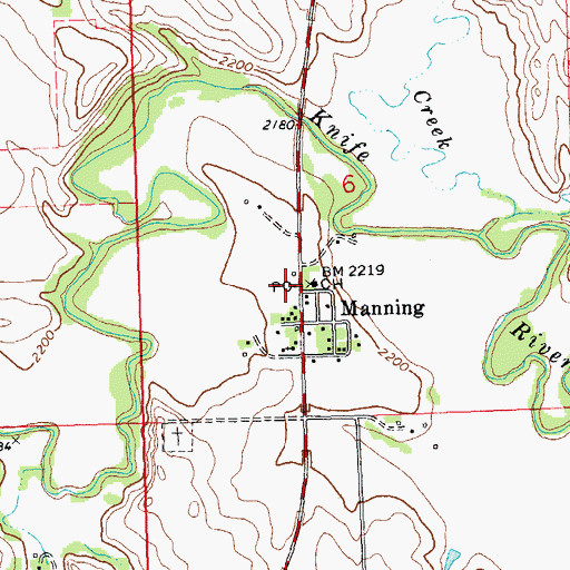 Topographic Map of Manning Post Office, ND