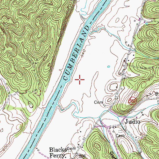 Topographic Map of Judio Flats, KY