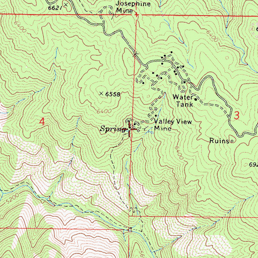 Topographic Map of Valley View Mine, CA
