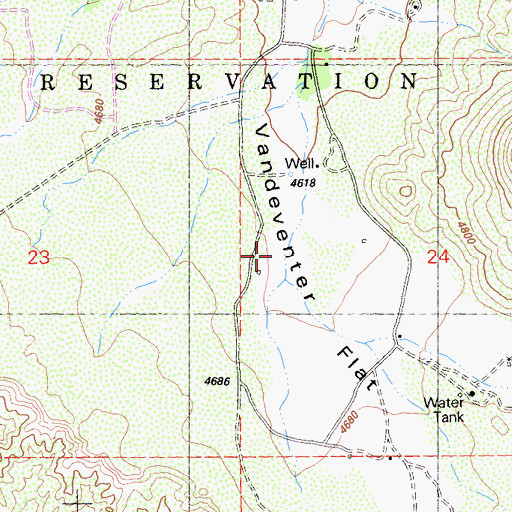 Topographic Map of Vandeventer Flat, CA