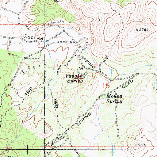 Topographic Map of Vaughn Spring, CA