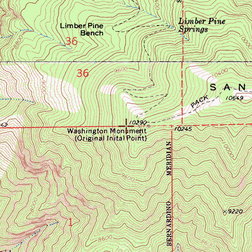 Topographic Map of Washington Monument, CA