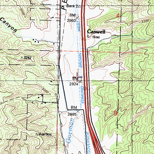 Topographic Map of Governor Edmund G Brown West Branch California Aqueduct, CA