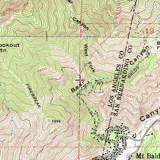 Topographic Map of West Fork Bear Canyon, CA