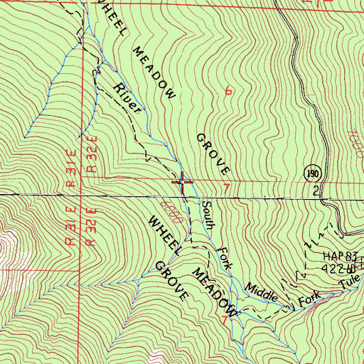 Topographic Map of Wheel Meadow Grove, CA