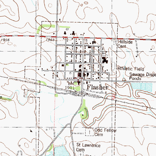 Topographic Map of Flasher City Hall, ND