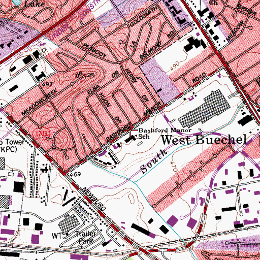 Topographic Map of Brashford Manor Historical Marker, KY