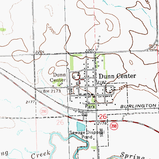 Topographic Map of Dunn Center Public Library, ND