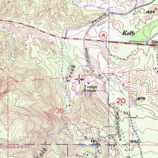 Topographic Map of Yampa Ranch, CA