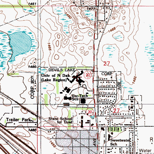 Topographic Map of North Hall, ND
