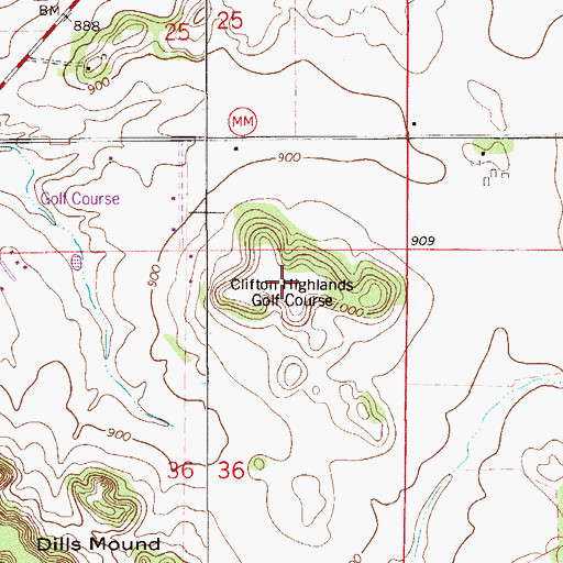 Topographic Map of Yorks Mound, WI