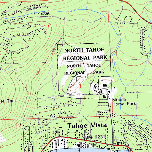 Topographic Map of North Tahoe Regional Park, CA