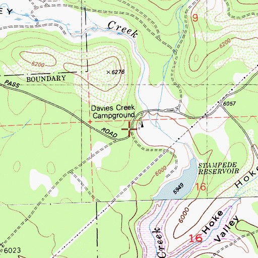 Topographic Map of Davies Creek Campground, CA