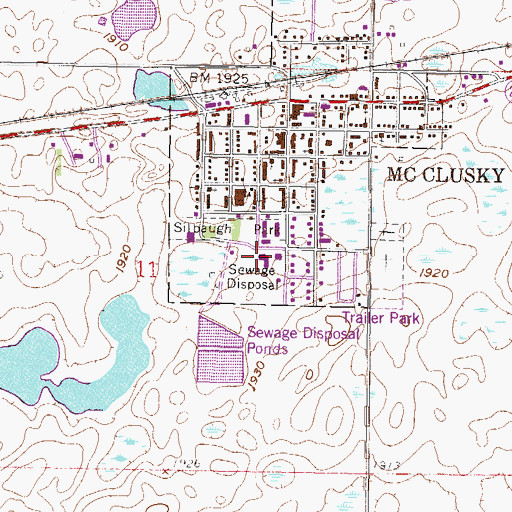 Topographic Map of McClusky Elementary School, ND